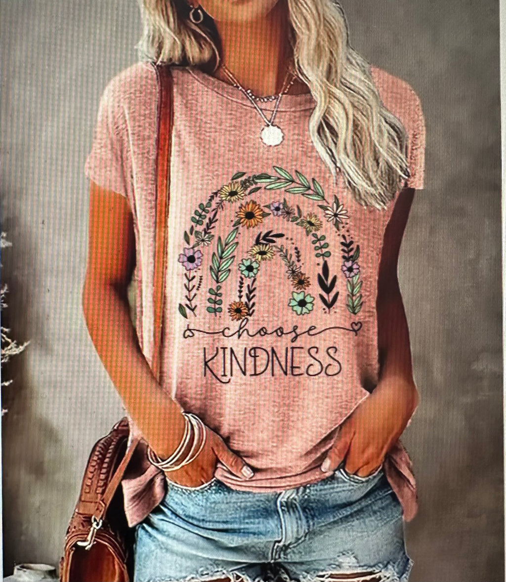 / Choose Kindness Floral Rainbow Graphic Tee