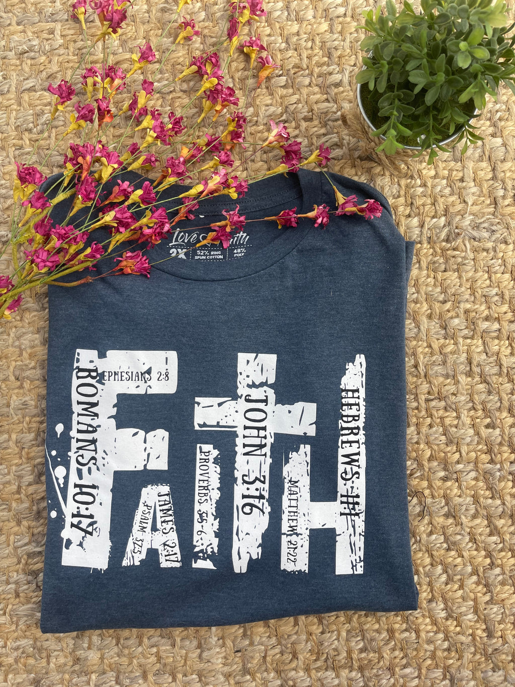 / Faith Heather Navy Graphic Tee - Catching Fireflies Boutique