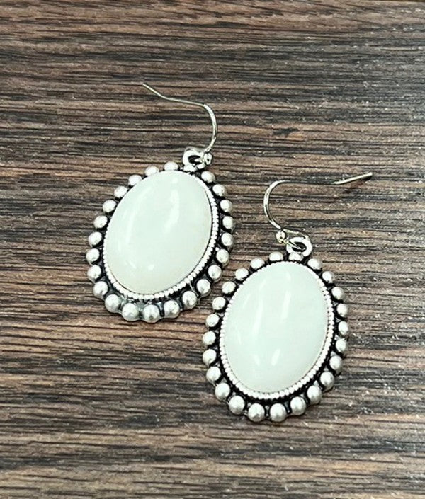 / Natural Stone White Turquoise Drop Earrings