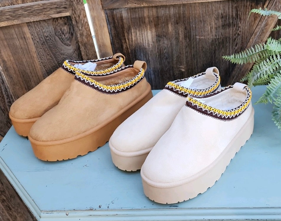 / Camel Platform Slip On Shoes - Catching Fireflies Boutique