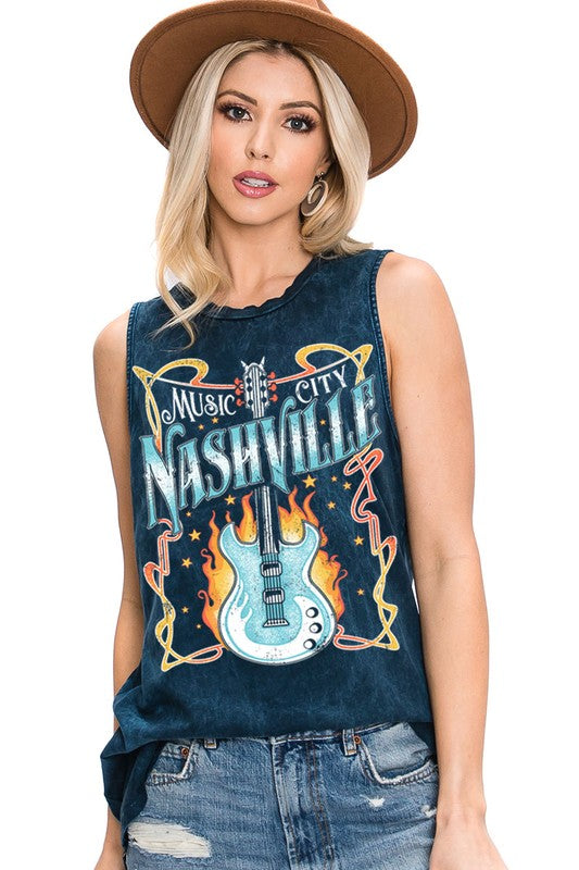 : Nashville Music Mineral Navy Graphic Tank - Catching Fireflies Boutique