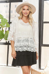 Finishing Touches White Scallop Edge Lace Blouse (Size M/L) - Catching Fireflies Boutique