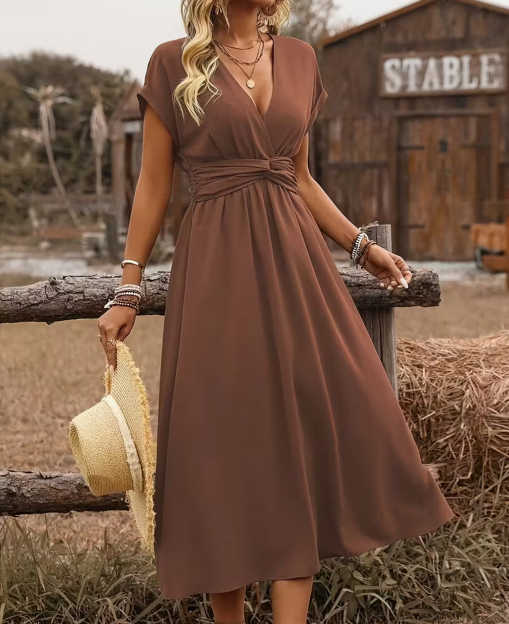 A Perfect Choice A-Line Brown Dress - Catching Fireflies Boutique