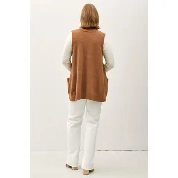 @Go To Extremes Plus Pecan Oversize V Neck Sweater Vest