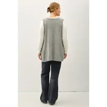 @Go To Extremes Plus Heather Grey Oversize V Neck Sweater Vest