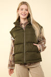 @/ Mountain Moment Olive High Neck Puffer Vest