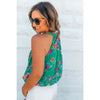 @: Its So Easy Bright Green Floral Sleeveless Top