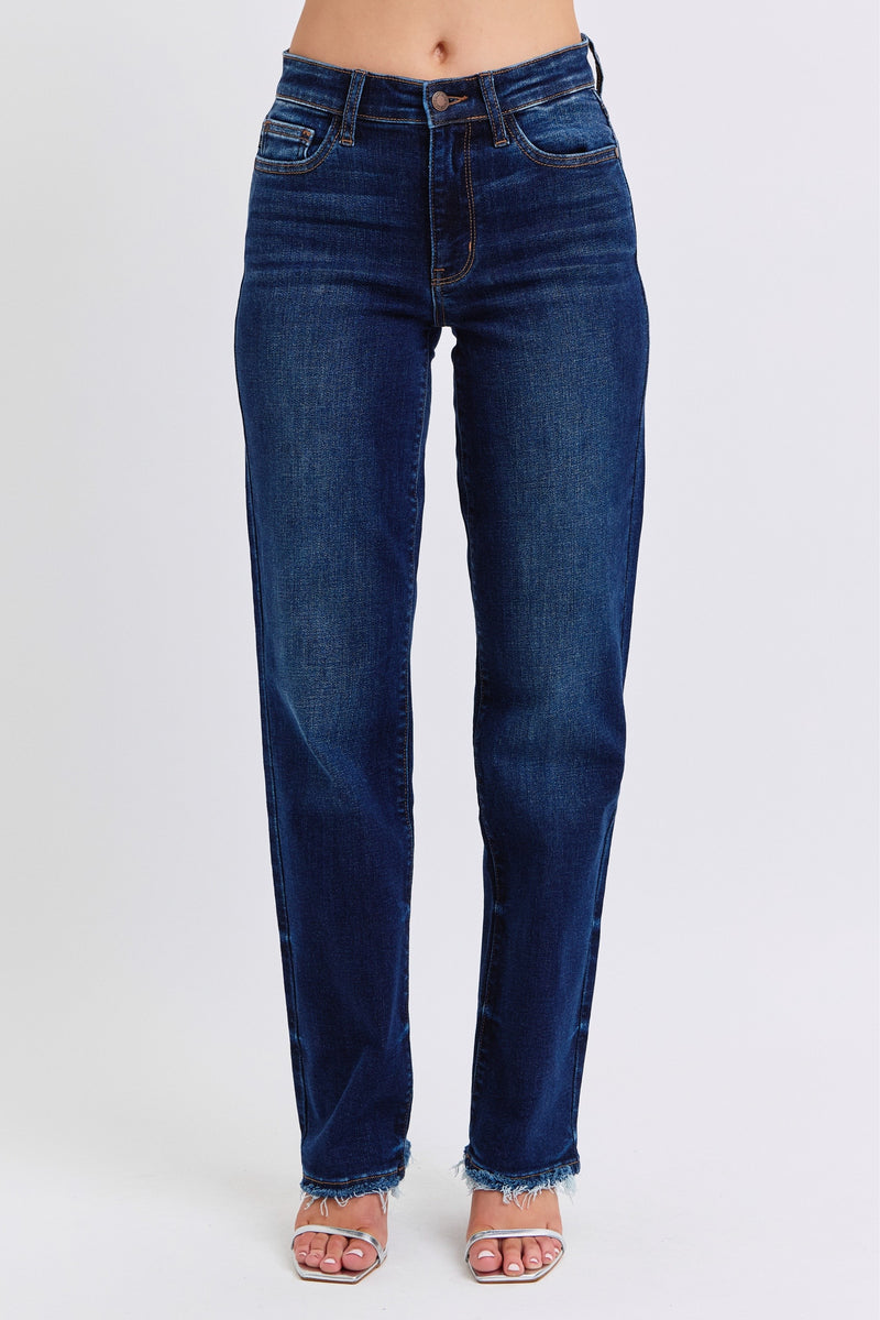 Kenzie Straight Leg Fray Hem Judy Blue Jeans - Catching Fireflies Boutique