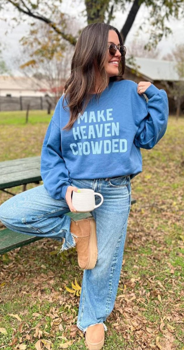 / Make Heaven Crowded Blueberry Graphic Sweatshirt - Catching Fireflies Boutique