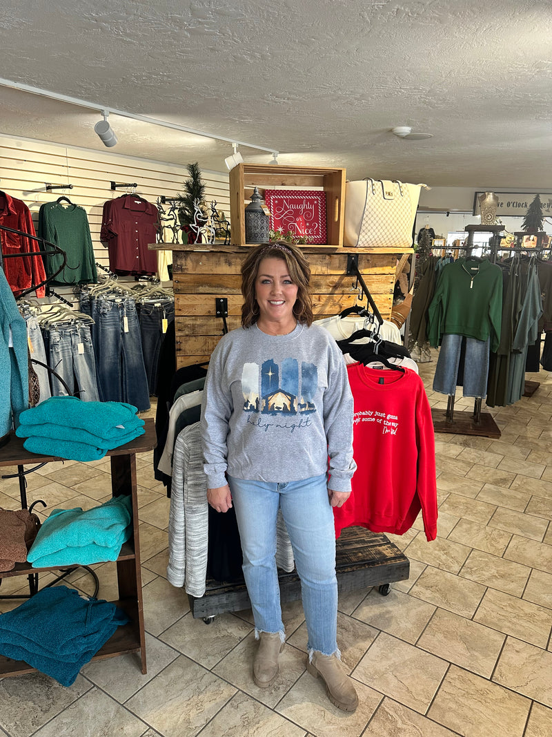*Holy Night Gray Plus Sweatshirt (Size 2X)