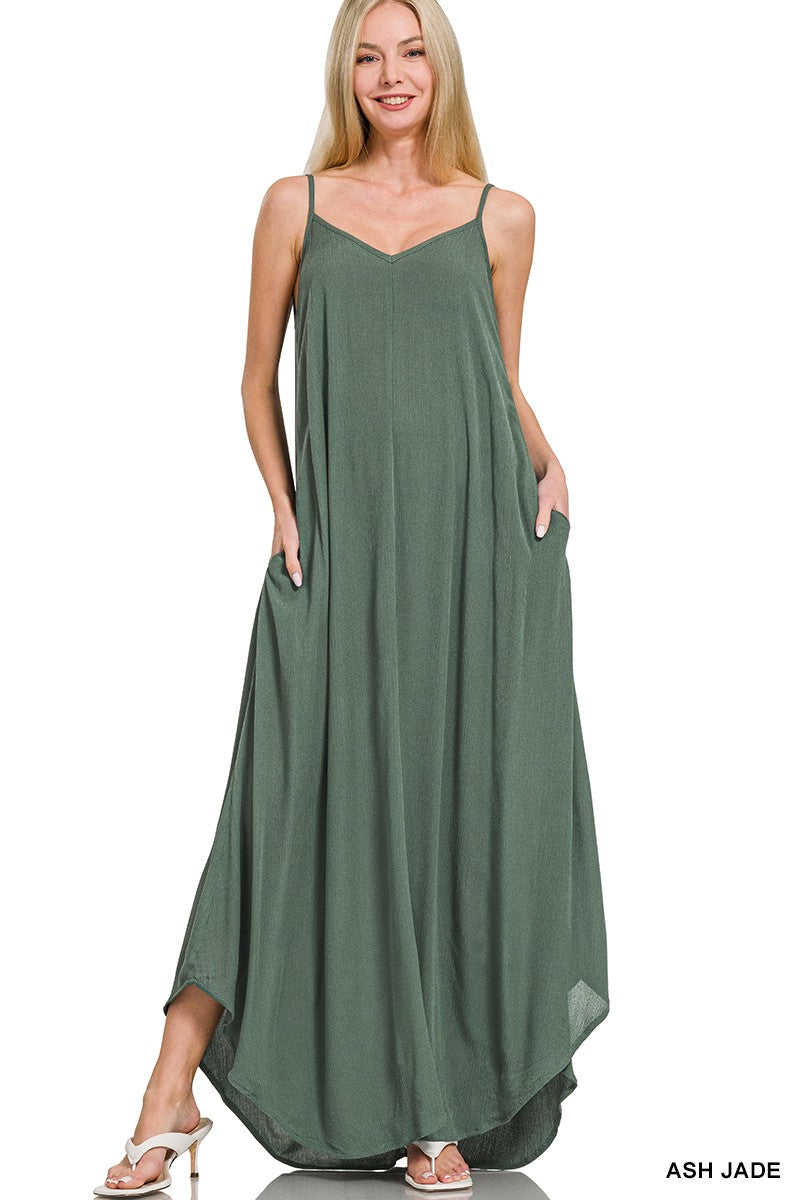 A Wave Of Beauty Ash Jade Crinkle Maxi Dress