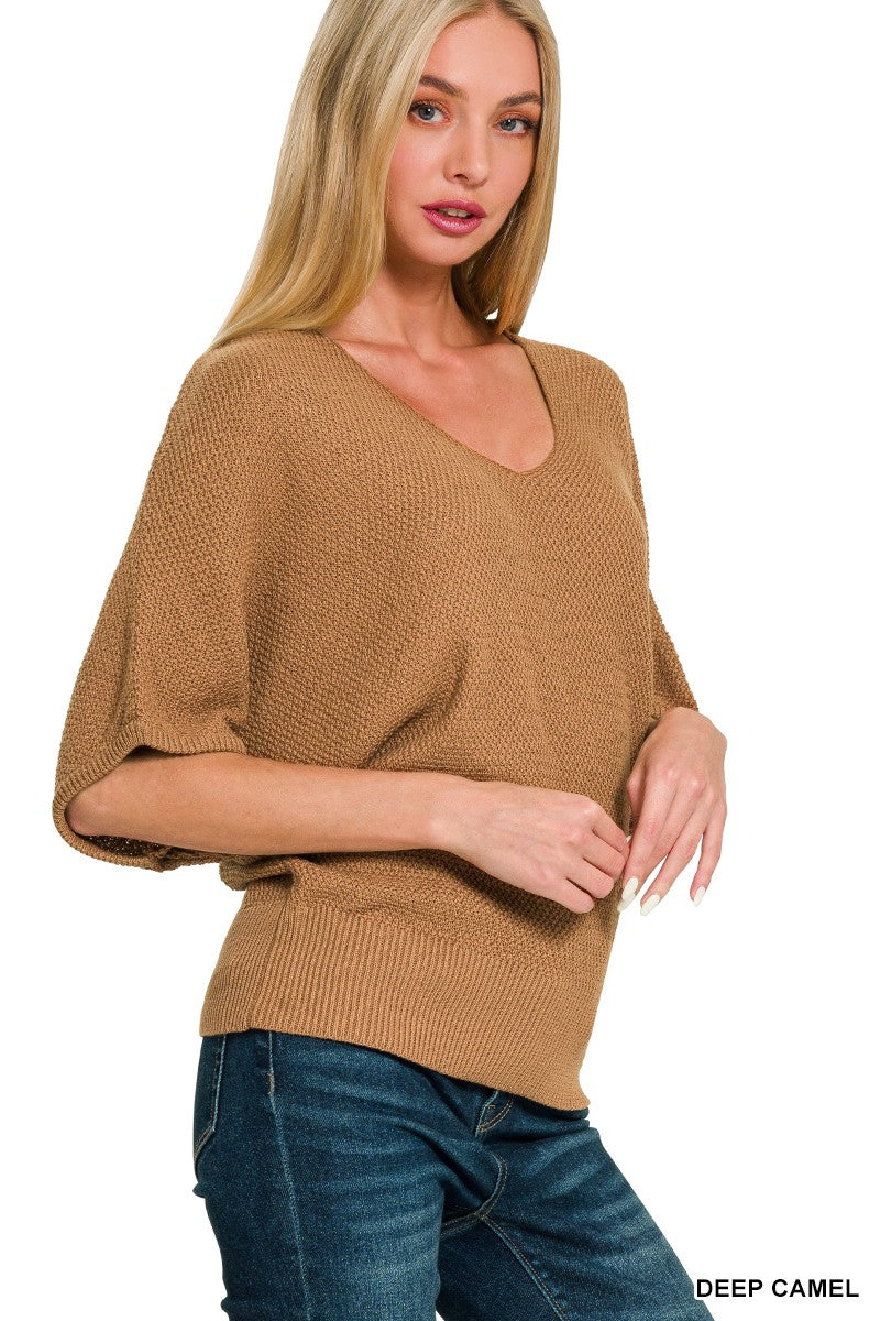 / Amazing Days Deep Camel V-Neck Sweater Top