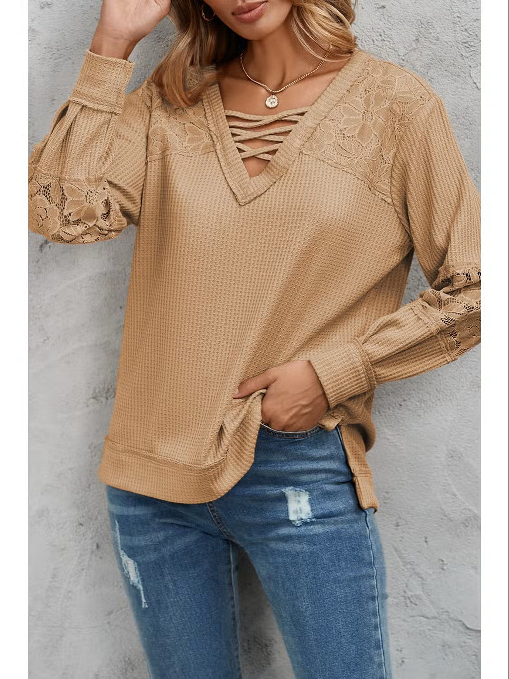: A Heart In Motion Plus Apricot Lace Waffle Top - Catching Fireflies Boutique