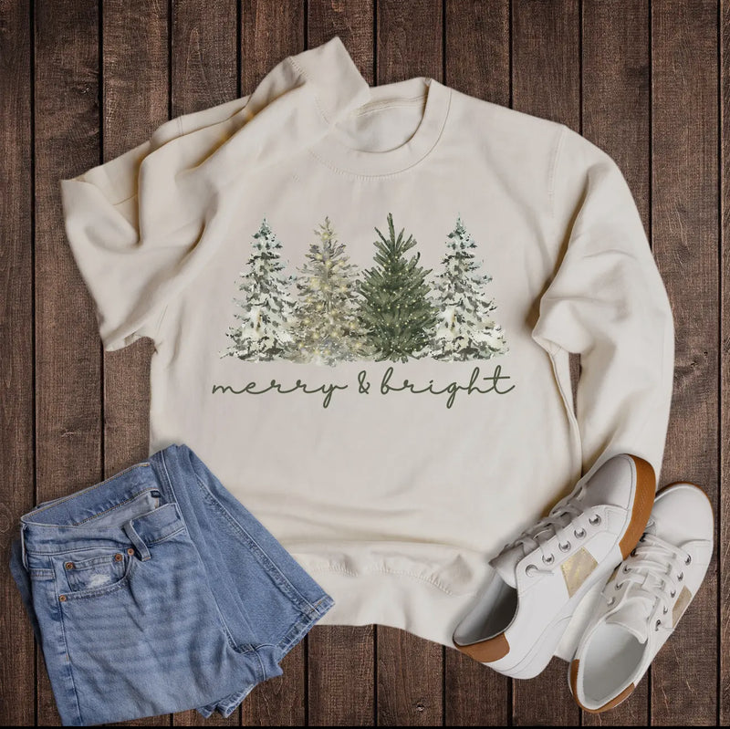 Christmas Trees Merry & Bright Plus Sweatshirt