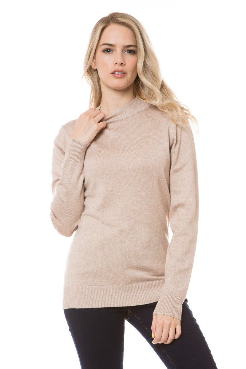 / Mocking You Beige Mock Neck Soft Sweater