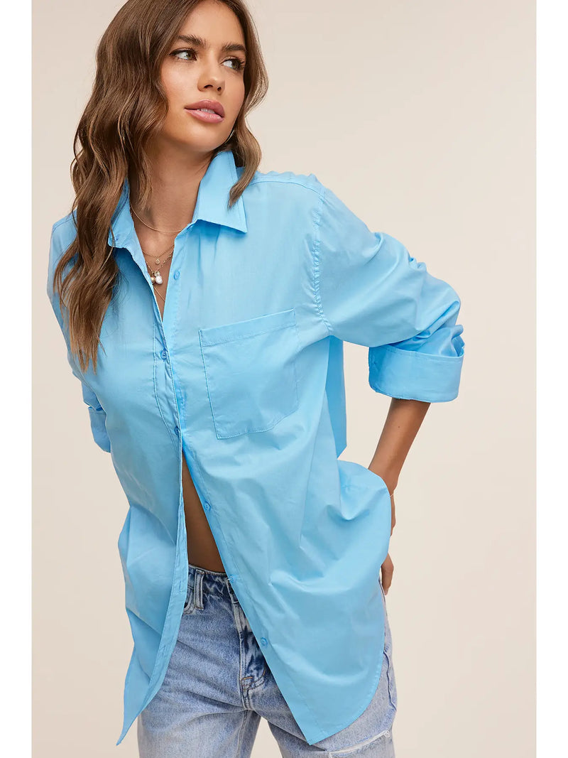 Blue Bell Button Down Shirt - Catching Fireflies Boutique