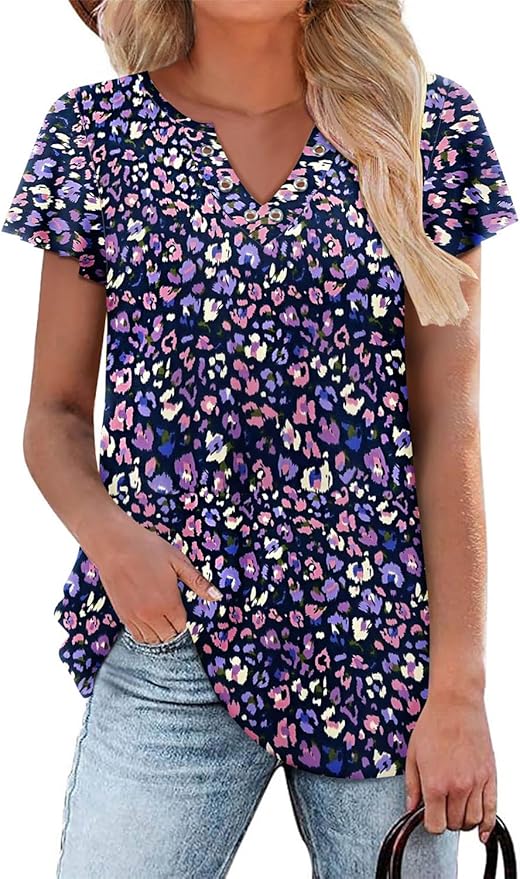 Blurred Vision V-Neck SS Top - Catching Fireflies Boutique