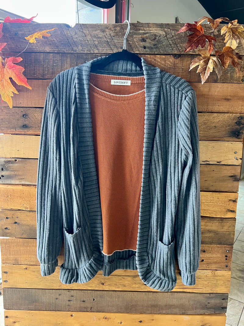 Blue Grey Fall Sunset Cardigan - Catching Fireflies Boutique