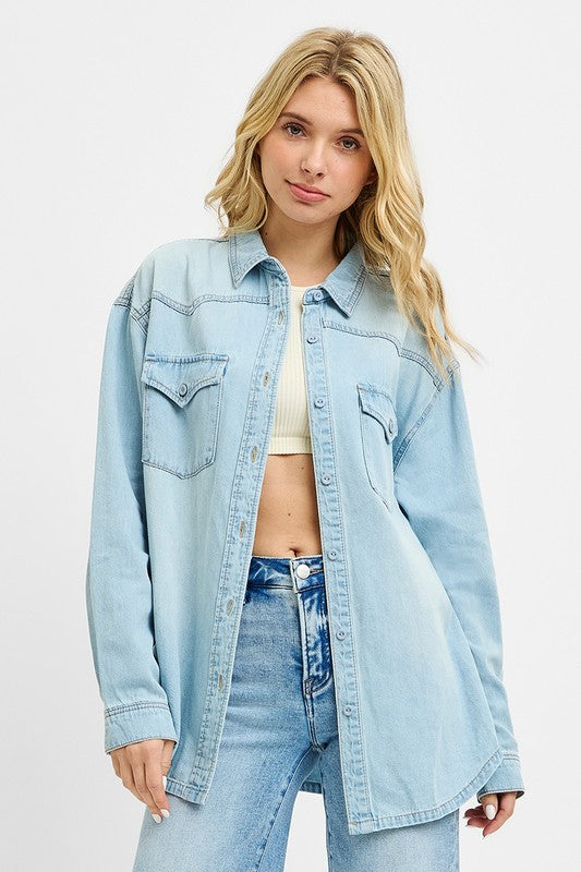 Can't Live Without Denim Shirt - Catching Fireflies Boutique