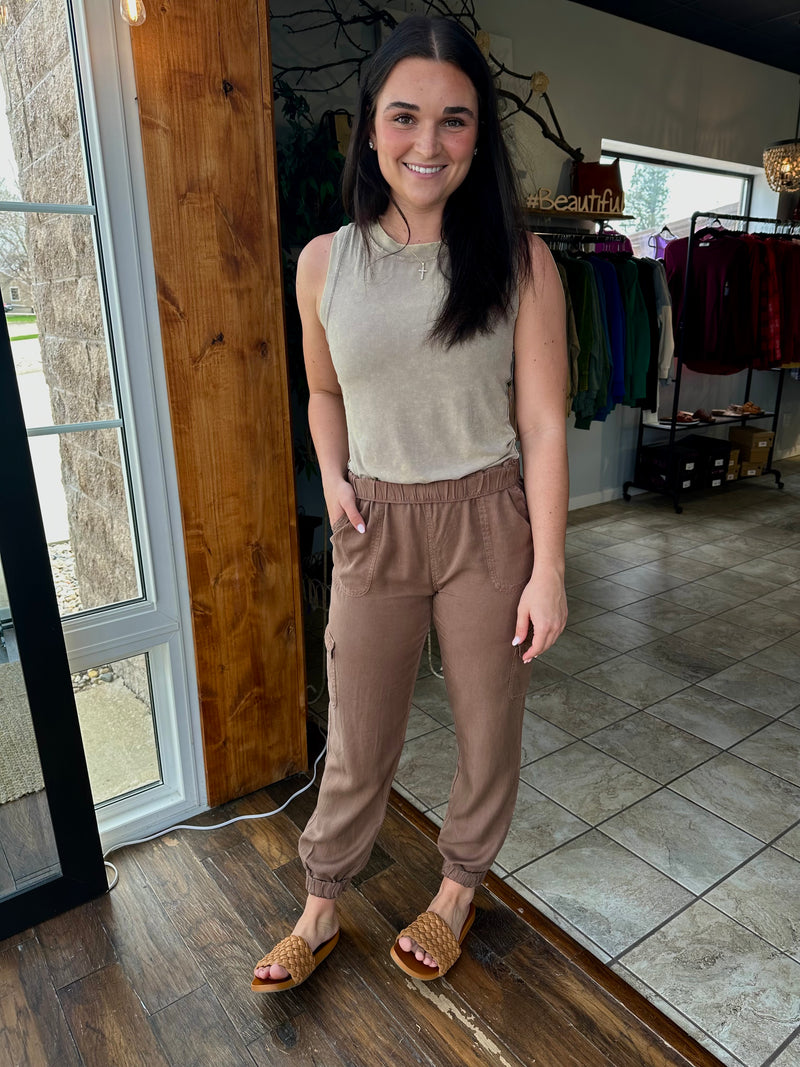 Comfort Is In Cargo Cocoa Joggers - Catching Fireflies Boutique