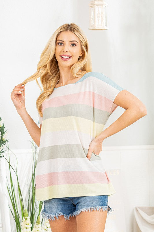 / Dreams Come True Striped Short Sleeve Top - Catching Fireflies Boutique