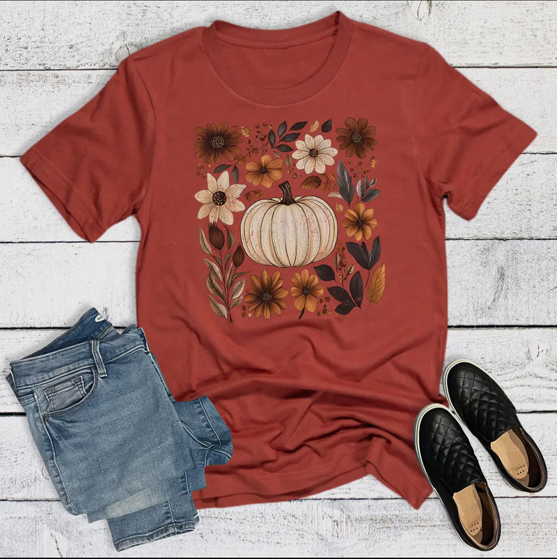 Boho Floral Floral Plus Rust Graphic Tee - Catching Fireflies Boutique