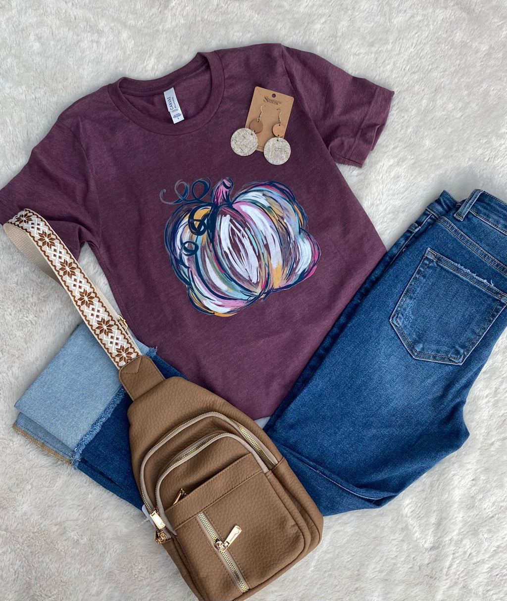 / Feels Like Fall Plus Plum Pumpkin Shirt (Size 2X)