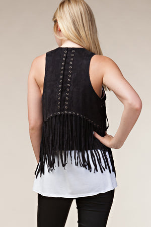 Fun And Fringe Black Boho Inspired Western Vest - Catching Fireflies Boutique