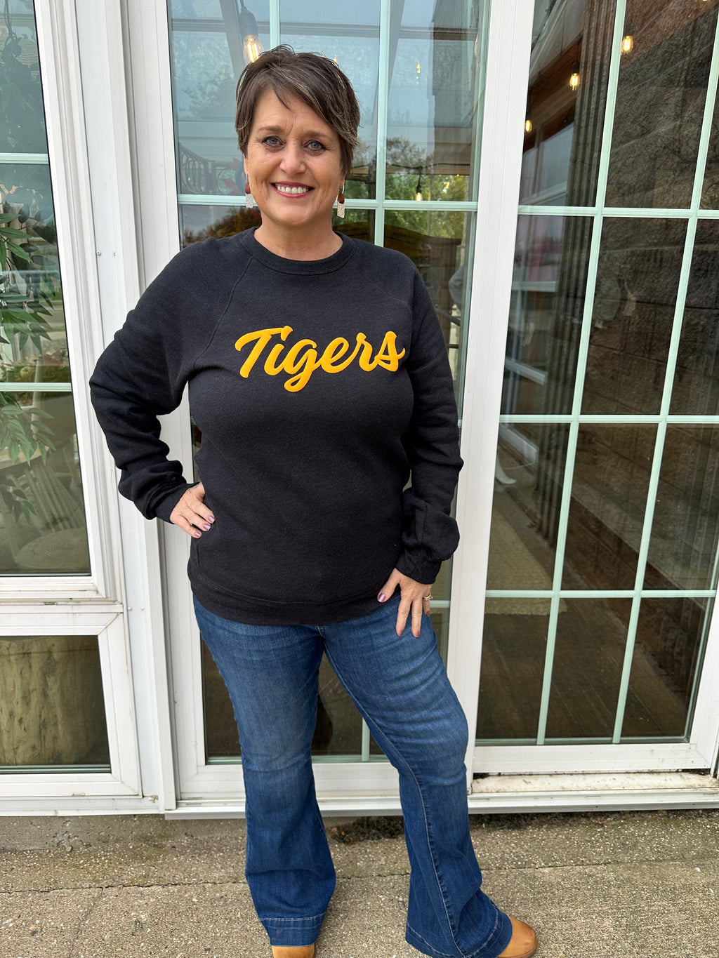 : Puff Vinyl Bella Canvas Tigers Sweatshirt - Catching Fireflies Boutique