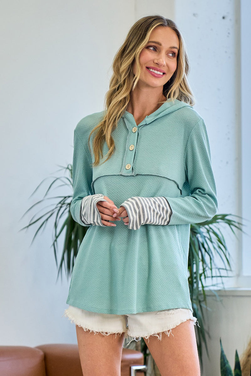 : Impressed Mint Thermal Hoodie - Catching Fireflies Boutique