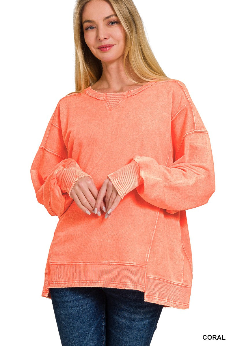 / In Love Coral Pullover Crewneck Sweatshirt - Catching Fireflies Boutique