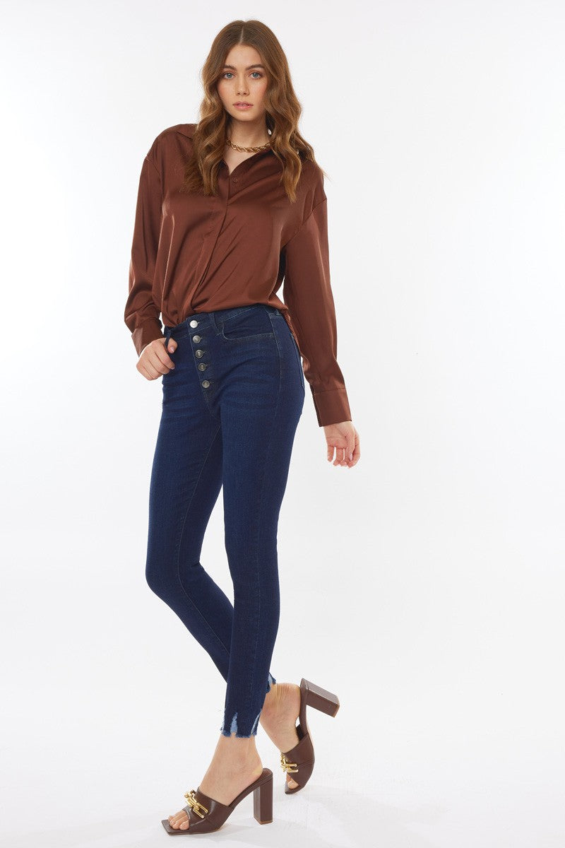 : Lexie Mid Rise Ankle Dark Kancan Jeans - Catching Fireflies Boutique