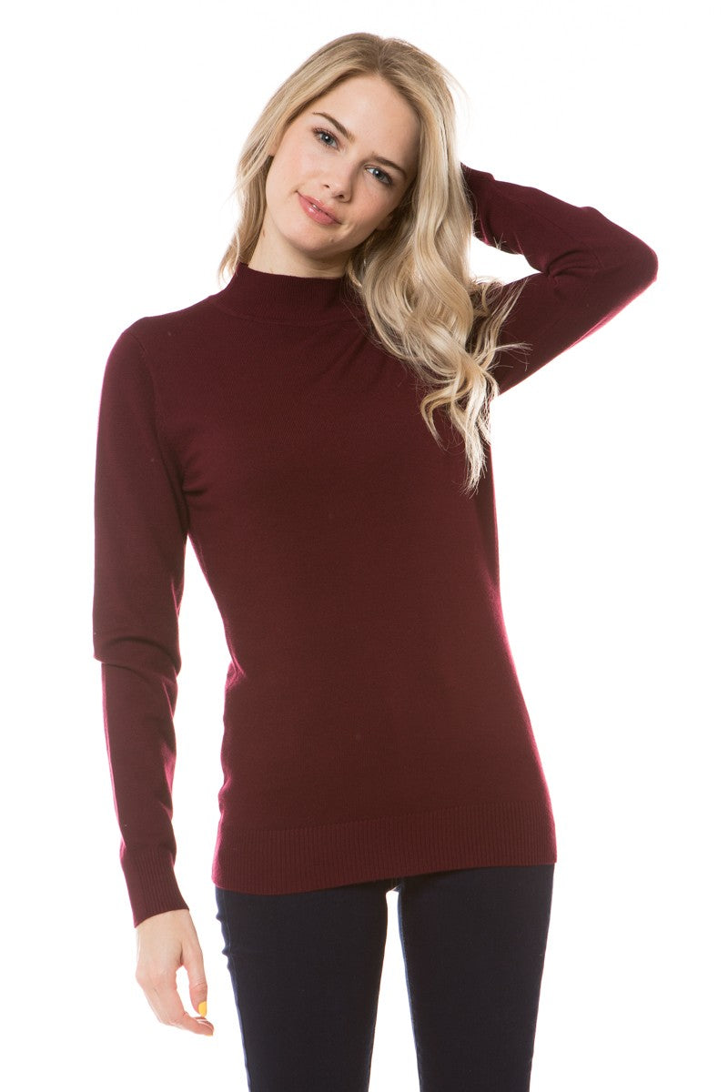 @Mocking You Plus Burgundy Mock Neck Soft Sweater