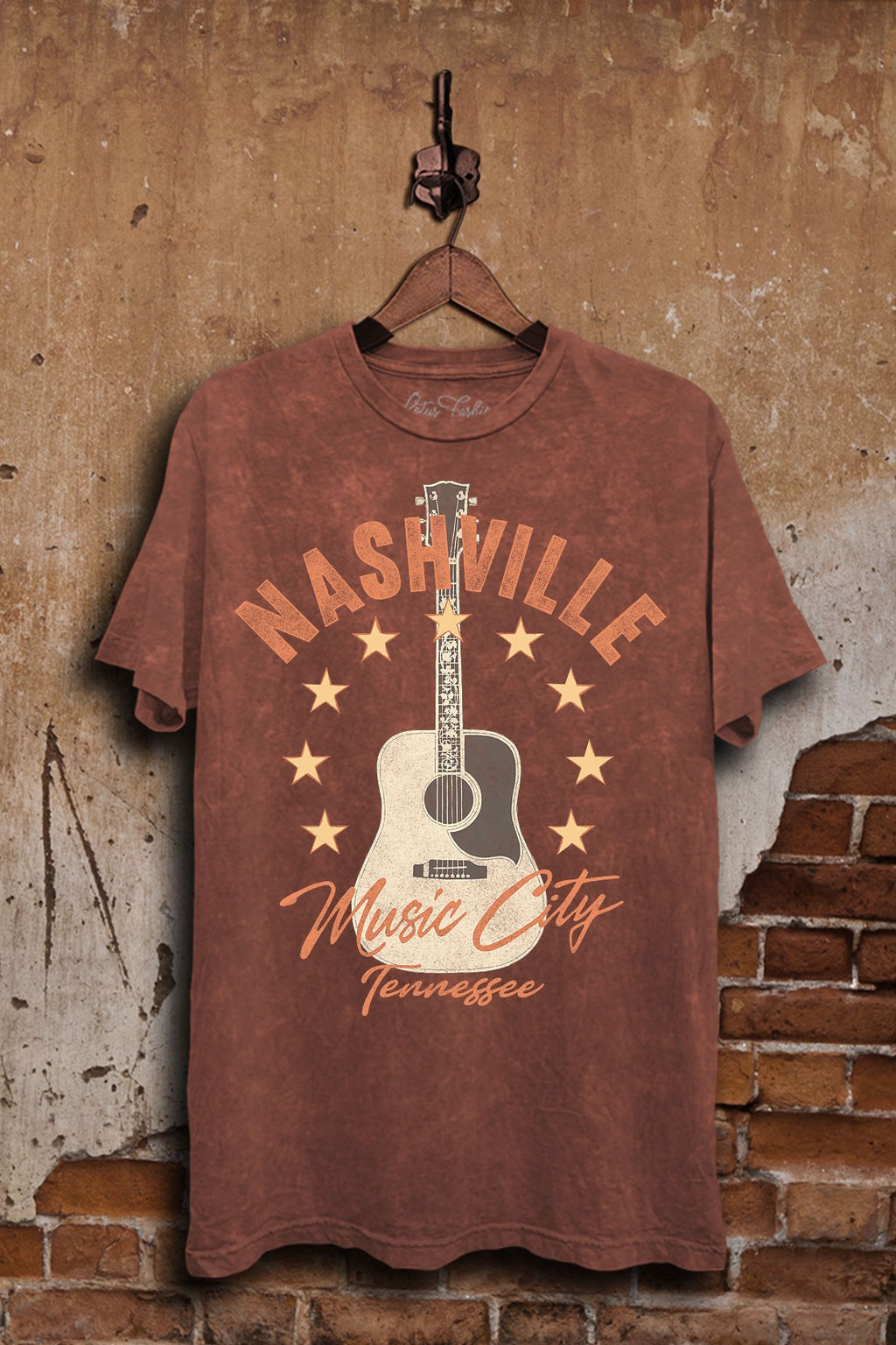 / Nashville Music City Wine Mineral Washed Graphic Tee