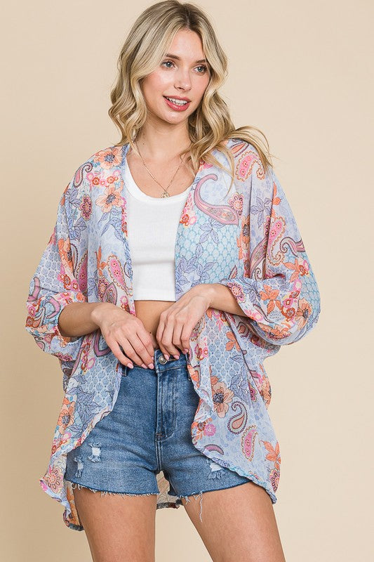 / Partial To Paisley Plus Sheer Blue Coverup - Catching Fireflies Boutique