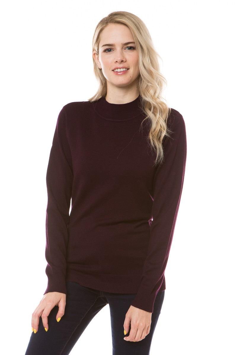 / Mocking You Plum Mock Neck Soft Sweater