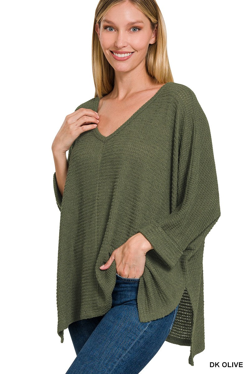 @/ Relaxing In Style Dark Olive 3/4 Sleeve Top (Size L/XL)