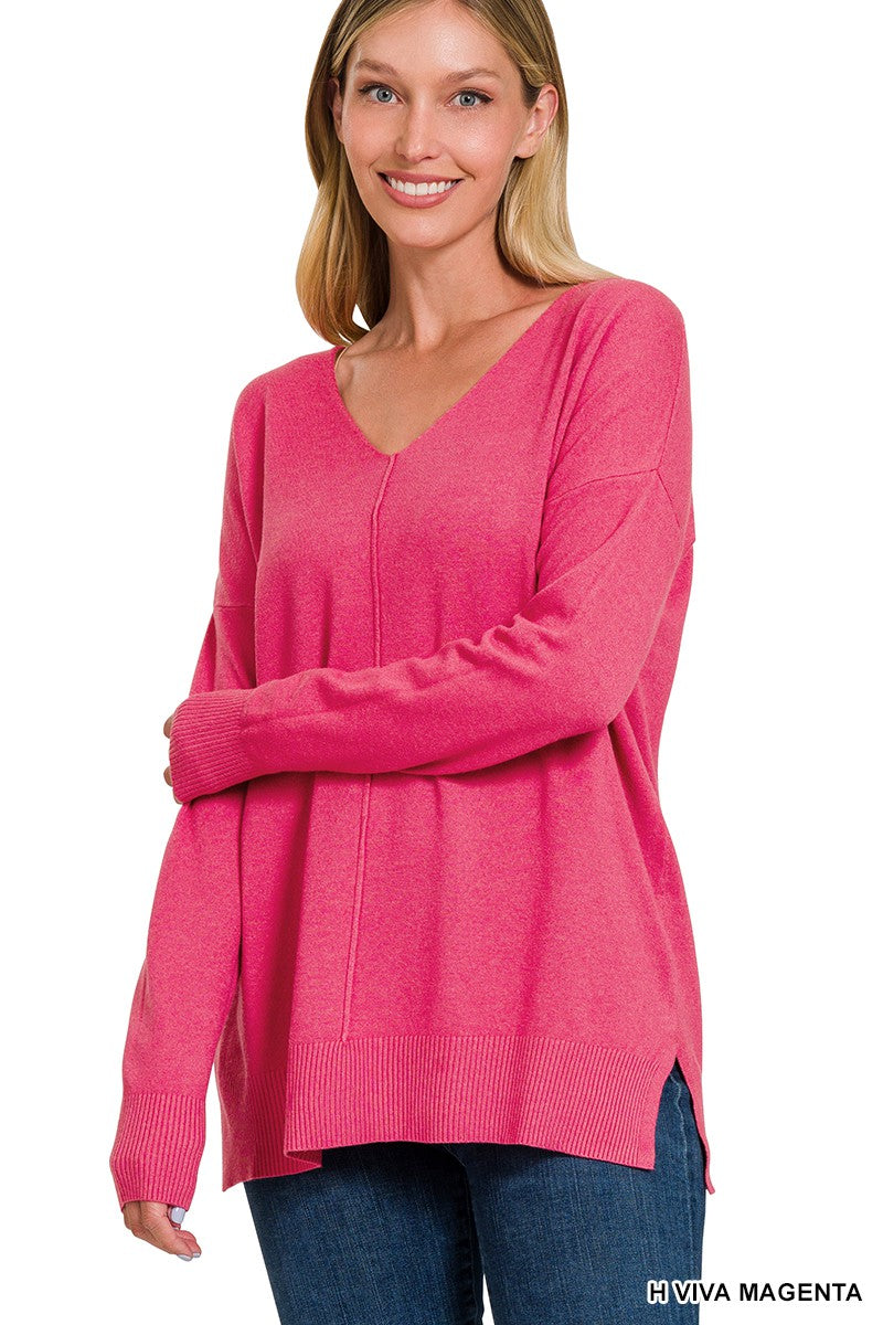 / Seams To Be Right Magenta Sweater - Catching Fireflies Boutique