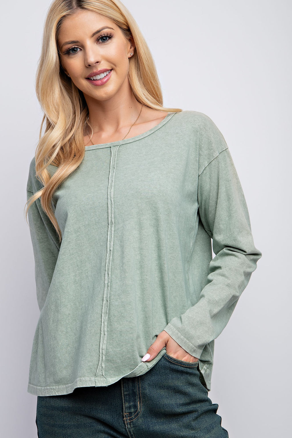 Simply Sage Long Sleeve Top - Catching Fireflies Boutique