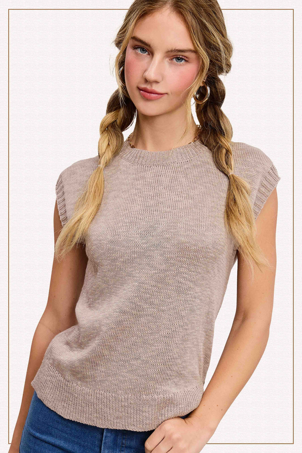 @/ Treasured Times Whisper Sleeveless Ribbed Knit Sweater Top