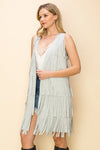 Leaning On You Grey Long Suede Fringe Vest - Catching Fireflies Boutique