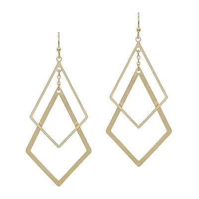 : Matte Gold Double Layer Diamond Earrings - Catching Fireflies Boutique
