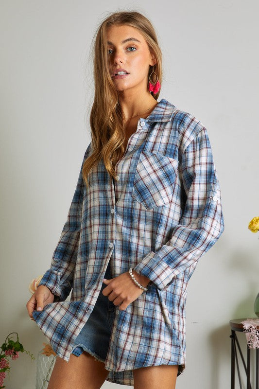 : Cool Is Casual Blue Plaid Shirt - Catching Fireflies Boutique