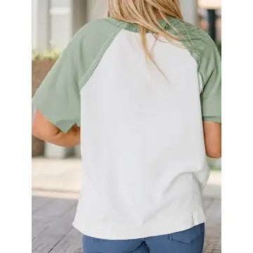 Clearly The One Aqua Color Block Top - Catching Fireflies Boutique