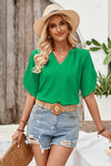 / The Sweetest Rush Green Side Open Sleeve Blouse (Size Medium)