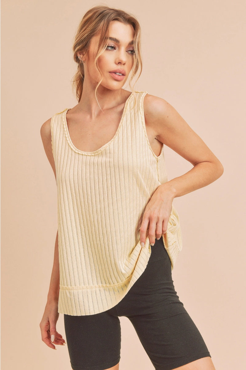 : Beyond The Hollow Yellow Ribbed Tank - Catching Fireflies Boutique