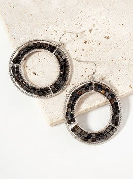 Silver With Black Bead Drop Earrings - Catching Fireflies Boutique