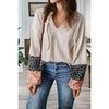 / Cant Let Go Floral Patchwork Sleeve Beige Top