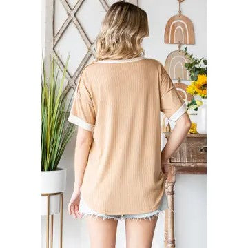 Beige Isnt Boring Lace Contrast Beige Top