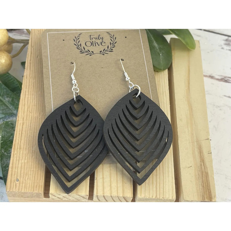 Wooden Pear Shaped Assorted Lightweight Earrings - Catching Fireflies Boutique